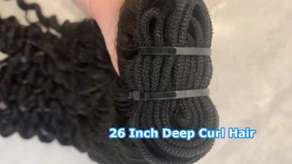 26인치 딥 컬 천연 블랙 버진 인간의 모발 묶음