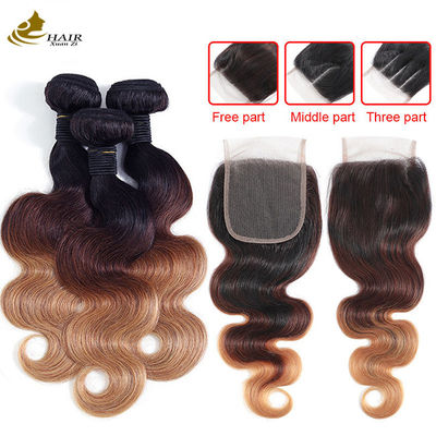 품질  1b 4/27 Curly Honey Blonde Brazilian Hair Extensions Ombre 공장
