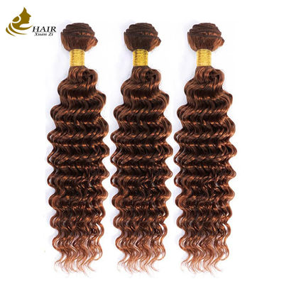 품질  Peruvian Hair Deep Curl Copper 33# Brown color virgin Human Hair weft Bundles 공장
