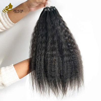 Kinky Straight Prebonded Nano Human Hair Extensions 자연 검은색 18인치