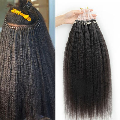 Kinky Straight Prebonded Nano Human Hair Extensions 자연 검은색 18인치