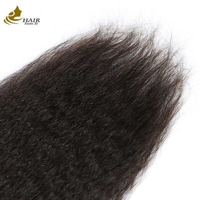 도매자 천연 검은 껍질 정렬 처녀 인도 킨키 직선 인적 머리카락 뭉치