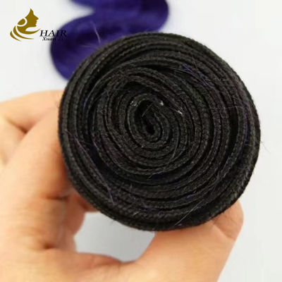 보라색 몸 물결 그림자 인모 연장 26 인치 처녀 인모 펀들