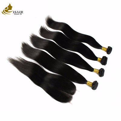 100g 처녀 인모 연장품 Natural Black Straight With Closure