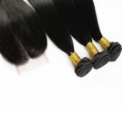 100g 처녀 인모 연장품 Natural Black Straight With Closure