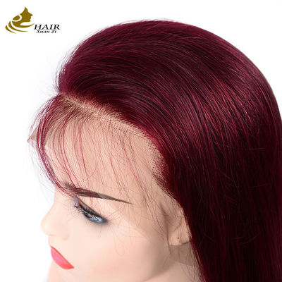 130% 밀도 99J 색상 버진 인모 프론트 레이스 가발 스트레이트 맞춤형 인모 가발