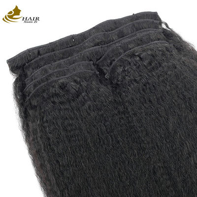 천연 킨키 직선 클립 인 헤어 확장 팩트 30 인치 OEM