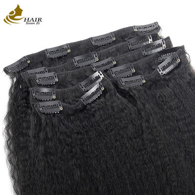 천연 킨키 직선 클립 인 헤어 확장 팩트 30 인치 OEM