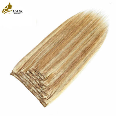 Virgin Human Hair Clip In Extensions Ponytail Straight 피아노 색상