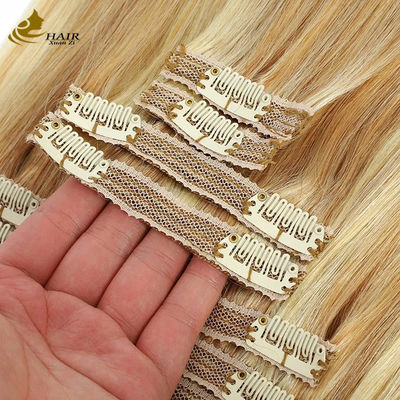 Virgin Human Hair Clip In Extensions Ponytail Straight 피아노 색상
