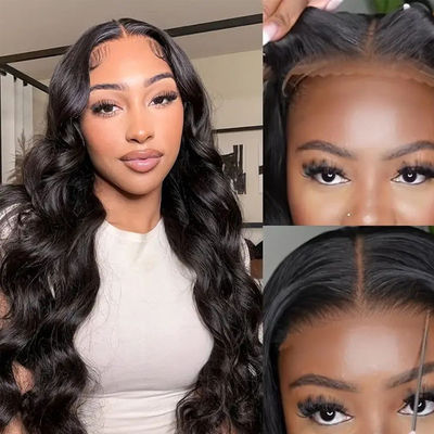 접착제 없는 맞춤형 인모 패이크 몸 물결 앞 蕾丝 패이크 판매