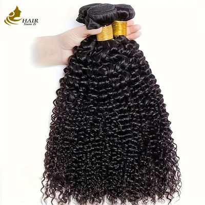 자연 검은 콧수염 곱슬 브라질 인 머리 뭉치 헤어 확장 엮기
