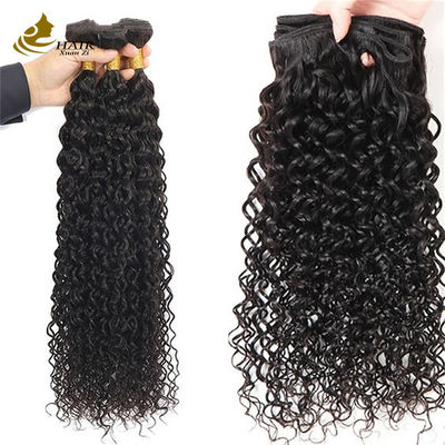 자연 검은 콧수염 곱슬 브라질 인 머리 뭉치 헤어 확장 엮기