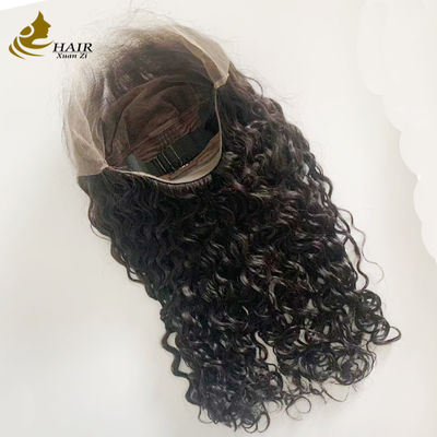 250% 밀도 20인치 내추럴 블랙 워터 웨이브 HD 13*6 글루리스 풀 레이스 가발, 자연스러운 풀 헤어라인