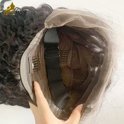 250% 밀도 20인치 내추럴 블랙 워터 웨이브 HD 13*6 글루리스 풀 레이스 가발, 자연스러운 풀 헤어라인