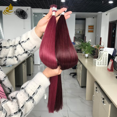 도매 큐티클 정렬 I 팁 인모 익스텐션 버건디 및 99J 컬러 스트레이트 헤어 익스텐션